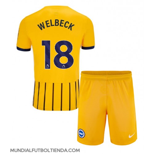 Camiseta Brighton Danny Welbeck #18 Segunda Equipación Replica 2024-25 para niños mangas cortas (+ Pantalones cortos)